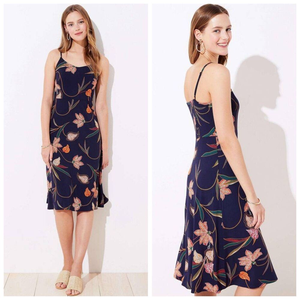 Y2K Coquette Floral Slip Dress Cottagecore Dark Academia Midi Loft Size 14